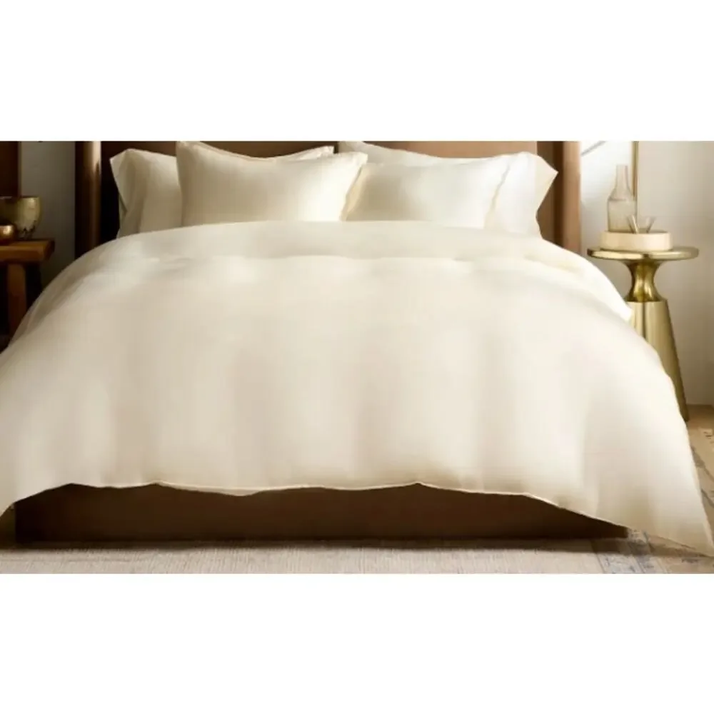 Quince Full Queen Bamboo Duvet Cover 100% Organic Ivory Cream  NEW